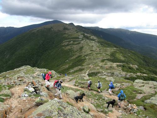 hikers on the trail down from Mount Eisenhower in New Hampshire
