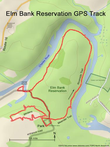 GPS track in September at Elm Bank Reservation in eastern MA