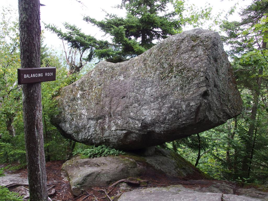 Balancing Rock alongside the Ridge Trail to Elmore Mountain in northern Vermont