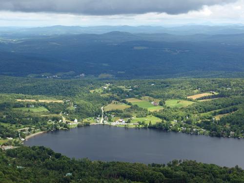 view of Lake Elmore from the fire tower atop Elmore Mountain in northern Vermont