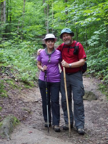 Elaine and John on the Fire Tower Trail to Elmore Mountain in northern Vermont