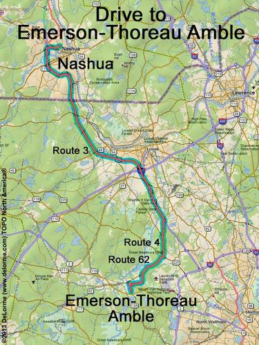 Emerson-Thoreau Amble drive route