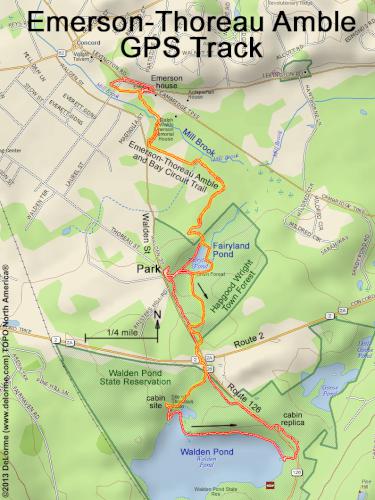 GPS track at Emerson-Thoreau Amble in Massachusetts