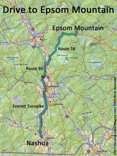 Epsom Mountain drive route