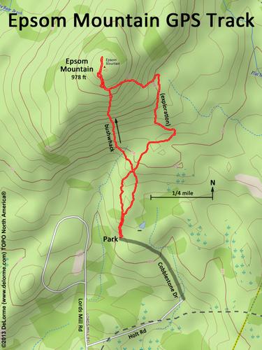 GPS track to Epsom Mountain in southern New Hampshire