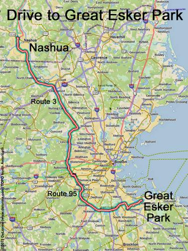 Great Esker Park drive route