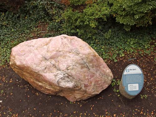 huge rose-quartz sample outside the Museum of Science near Charles River Esplanade in Massachusetts