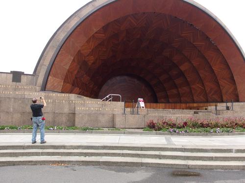 John takes a photo of the Edward A. Hatch Memorial Shell at Charles River Esplanade in eastern Massachusetts