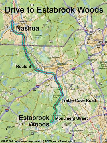 Estabrook Woods drive route