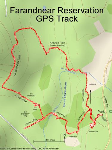 GPS track at Farandnear Reservation near Shirley in northeast Massachusetts