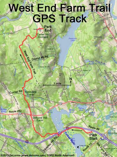 GPS track at West End Farm Trail in Concord, New Hampshire