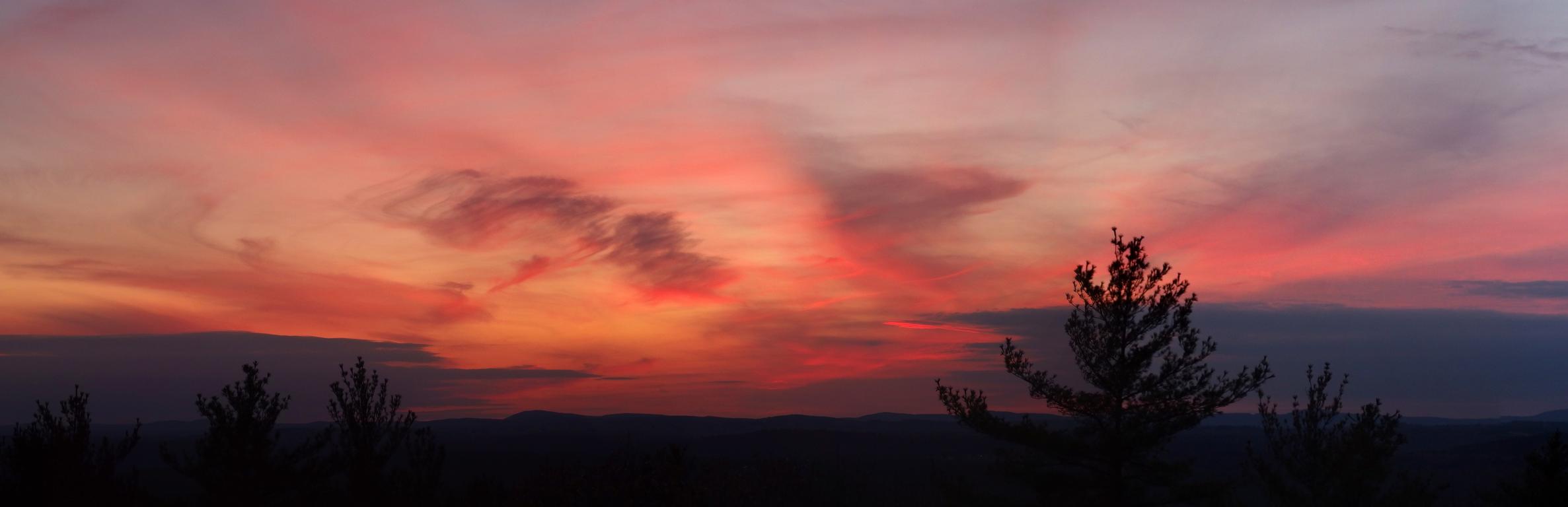 sunset in November as seen from the firetower atop Federal Hill in southern New Hampshire