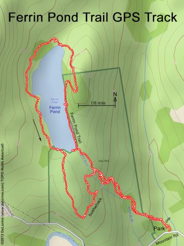 GPS track at Ferrin Pond Trail in southern New Hampshire