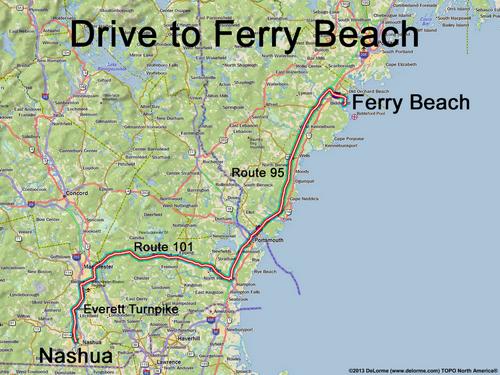 Ferry Beach drive route