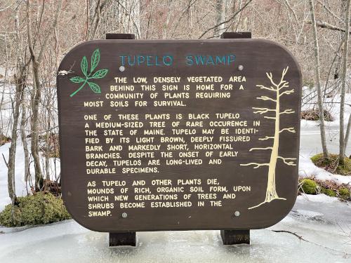 sign in February beside the Tupelo Trail at Ferry Beach in New Hampshire