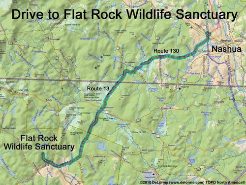 Flat Rock Wildlife Sanctuary drive route