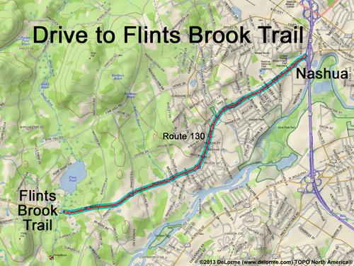 Flints Brook Trail drive route