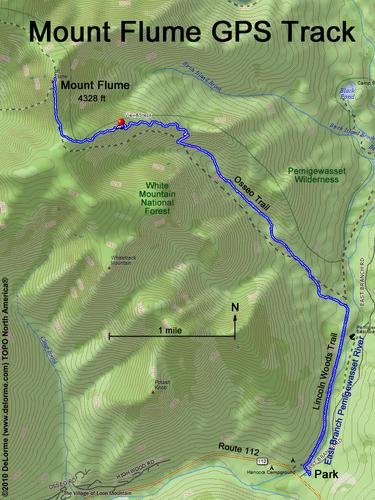 GPS track to Mount Flume in New Hampshire
