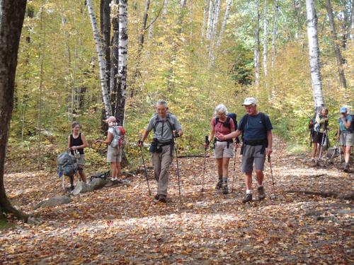 Dick, Betsy and Gerry start down the Lincoln Woods Trail, returning from Mount Flume in the White Mountains of New Hampshire