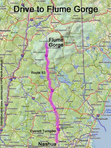 Flume Gorge drive route