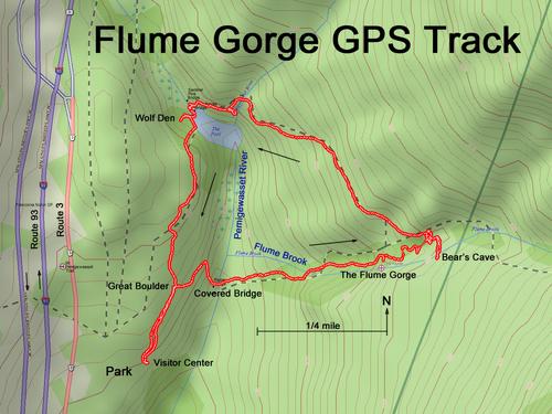 GPS track to Flume Gorge in New Hampshire