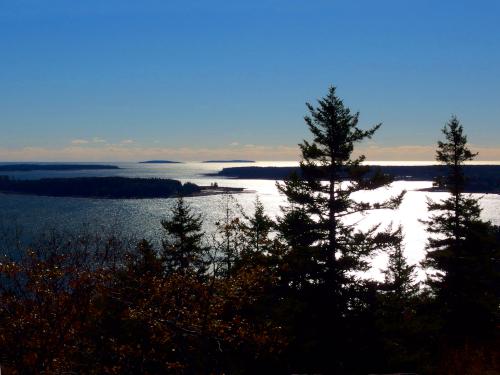 the Atlantic Ocean as seen in November from Flying Mountain in Acadia Park, Maine