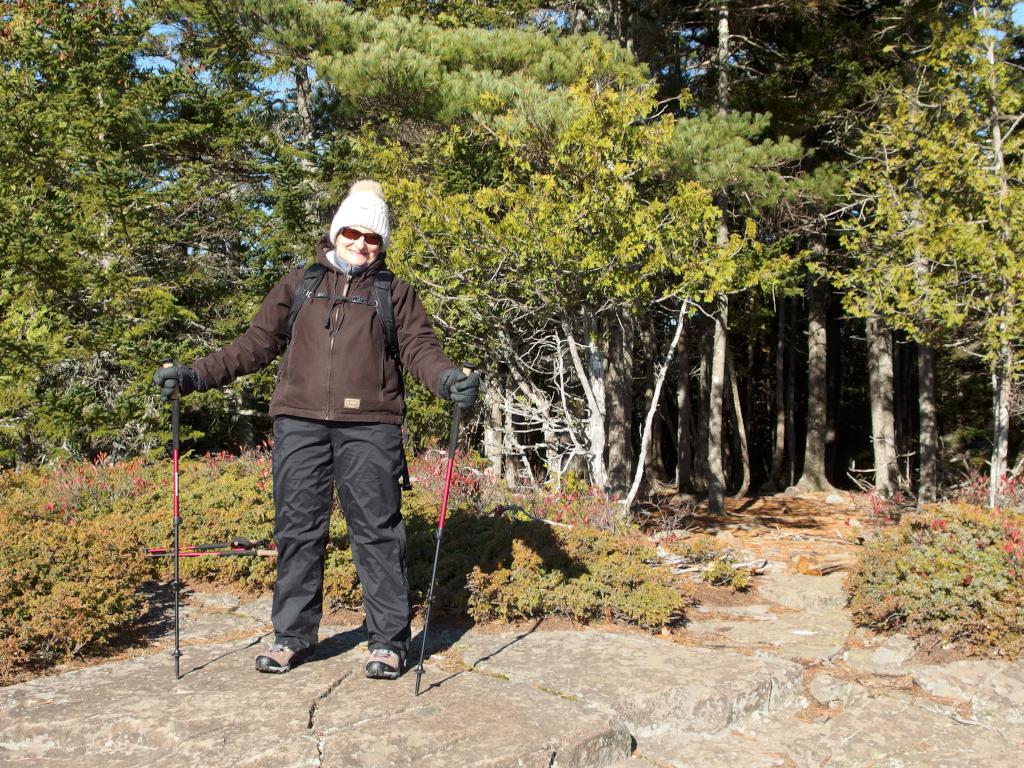 Andee in November on top of Flying Mountain in Acadia Park, Maine