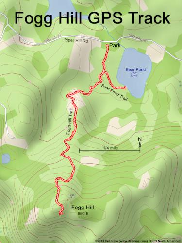 GPS track in January at Fogg Hill in New Hampshire