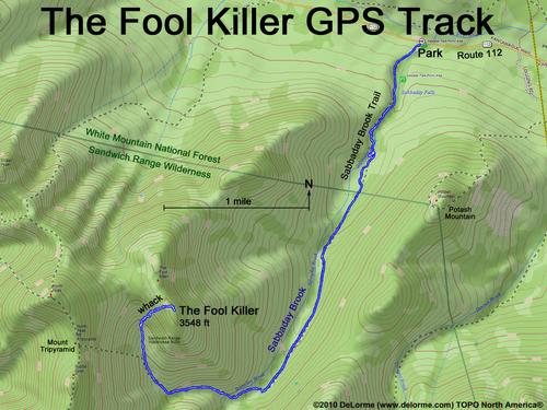 GPS track to The Fool Killer mountain in New Hampshire