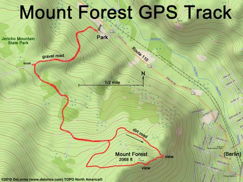 GPS track to Mount Forest in northern New Hampshire