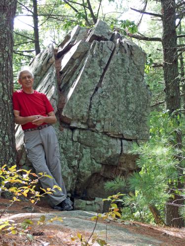 Fred in September at a hilltop boulder at Fork Factory Brook in eastern Massachusetts