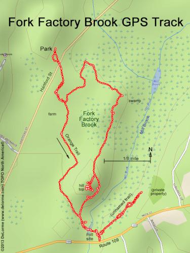 GPS track in September at Fork Factory Brook in eastern Massachusetts