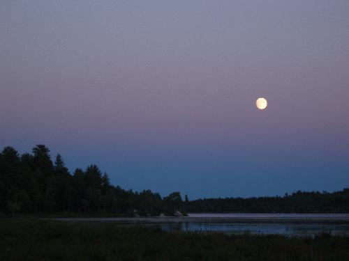 moonrise over River Pond near Fort Mountain in Maine