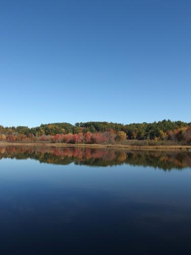peaceful scene in October at Fort Hill Rail Trail near Keene in southwestern New Hampshire