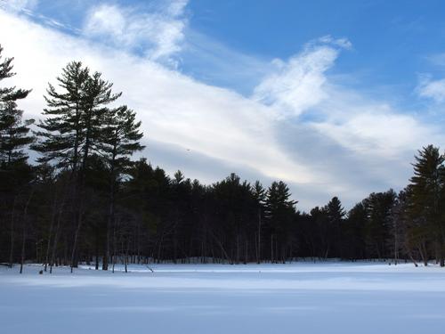 winter view of Foster's Pond at Windham in southern New Hampshire