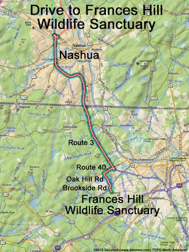 Frances Hill Wildlife Sanctuary drive route