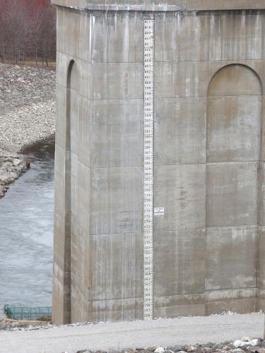 depth measure strip at Franklin Falls Dam in New Hampshire