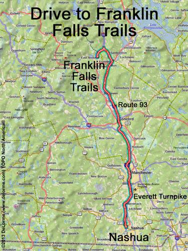 Franklin Falls Trails drive route
