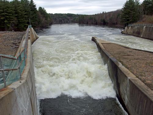 outflow canals from Franklin Falls Dam in New Hampshire
