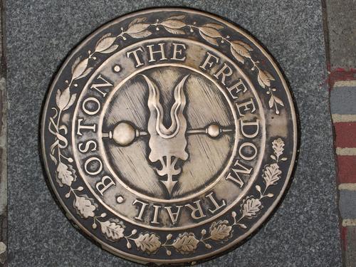 official marker of the Freedom Trail in Boston, MA