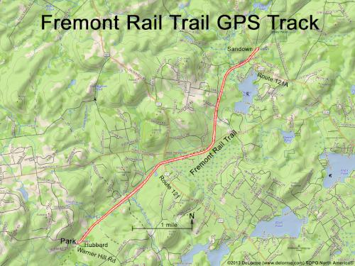 GPS Track on the Fremont Rail Trail in southern New Hampshire