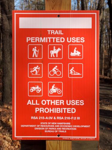 sign in November on the Fremont Rail Trail in southern New Hampshire