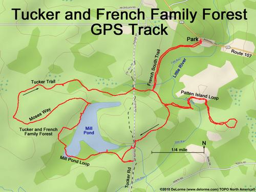 GPS track through Tucker and French Family Forest in southeastern New Hampshire
