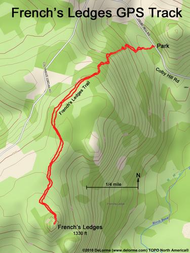 GPS track to French's Ledges in western New Hampshire