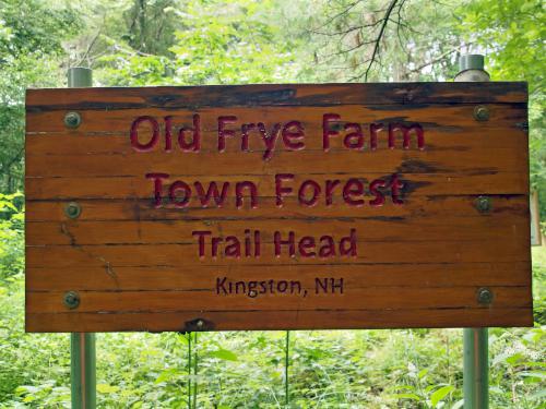 entrance sign at Frye Town Forest in Kingston, New Hampshire