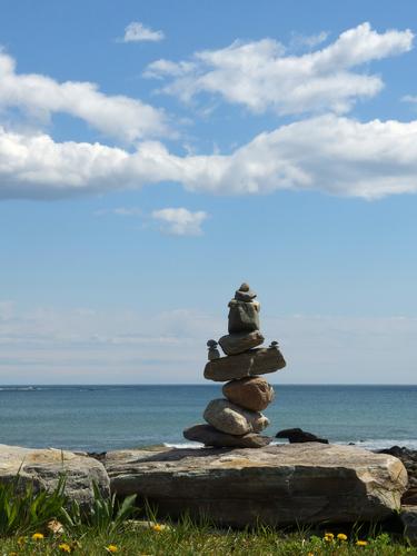 cairn at Rye Harbor State Park in coastal New Hampshire