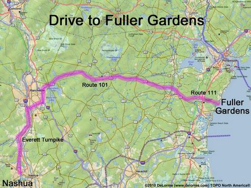 Fuller Gardens drive route