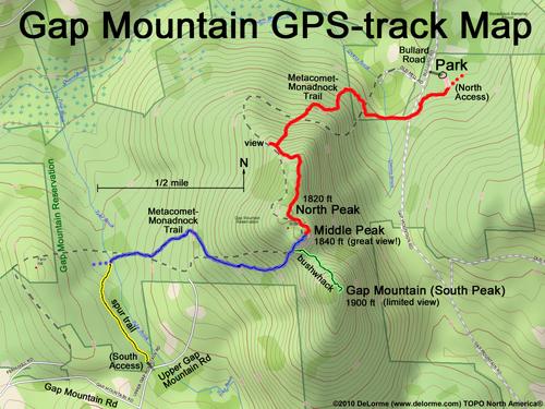 GPS track to Gap Mountain in New Hampshire