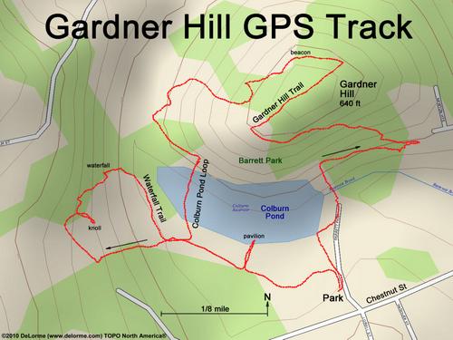 GPS track to Gardner Hill at Barrett Park in Leominster, MA