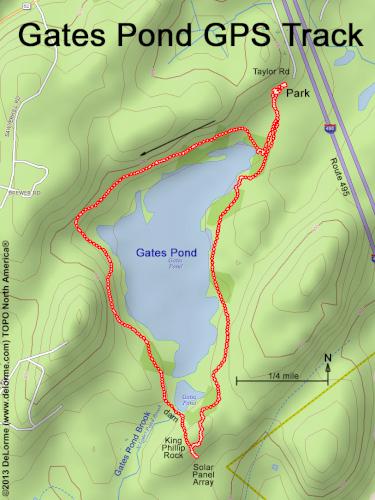 GPS track at Gates Pond in eastern Massachusetts
